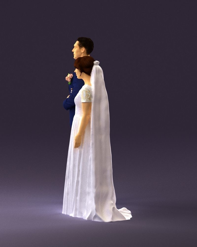 000965 Wedding man in dark blue and woman 3D model_8