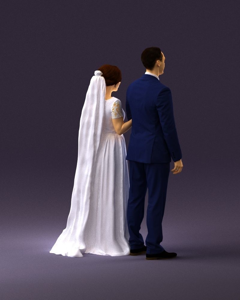 000965 Wedding man in dark blue and woman 3D model_5