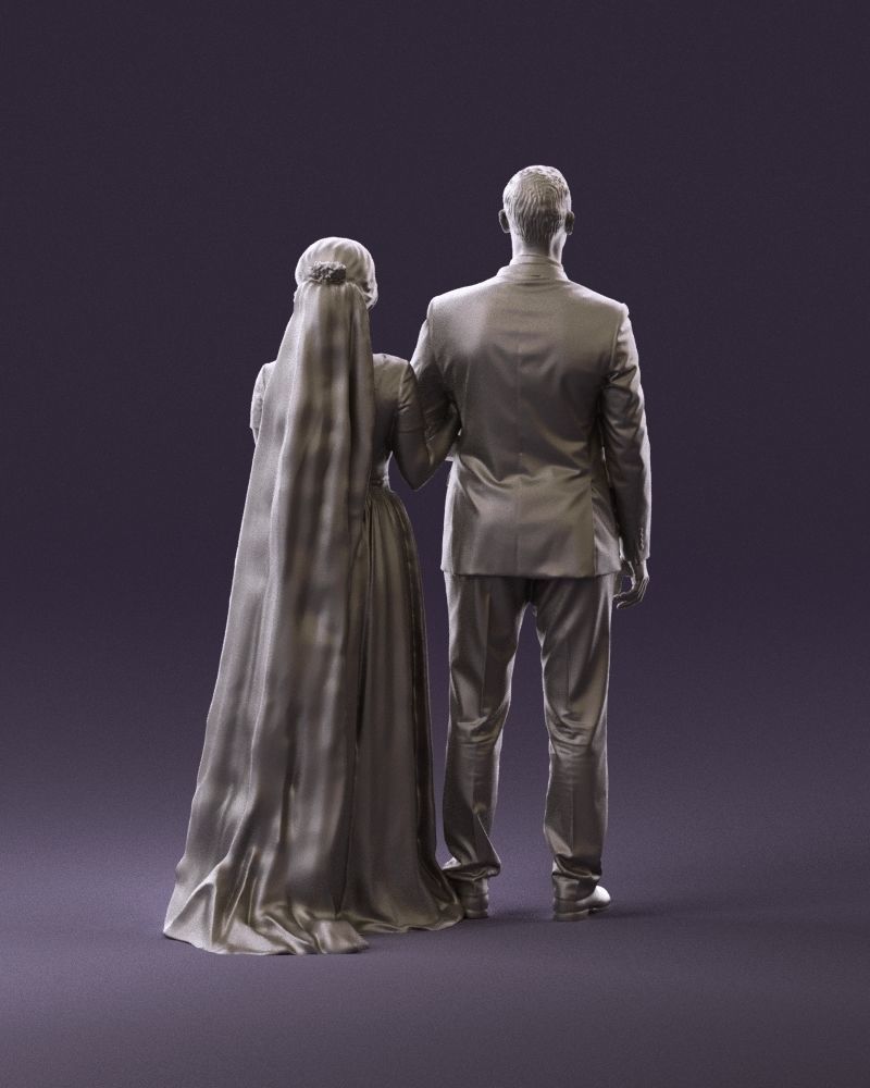 000965 Wedding man in dark blue and woman 3D model_18