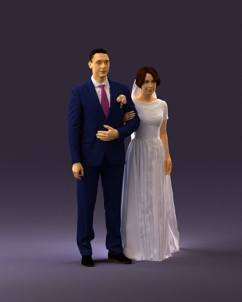 000965 Wedding man in dark blue and woman 3D Print Ready 3D print model_14