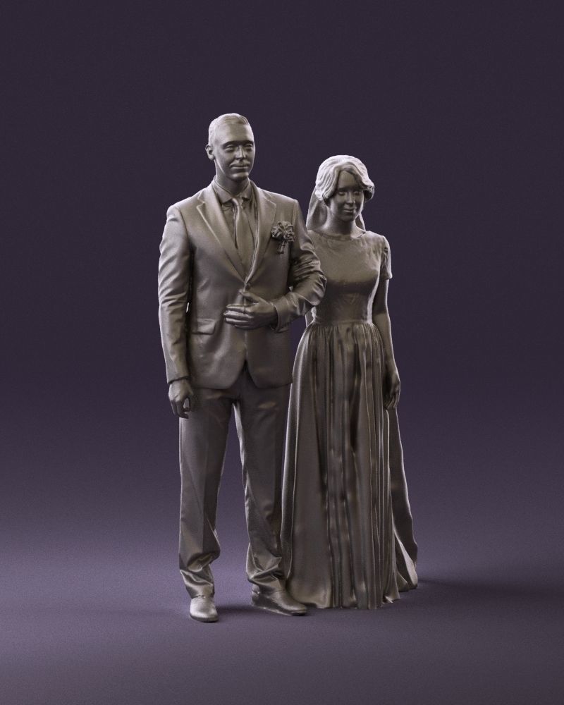 000965 Wedding man in dark blue and woman 3D Print Ready 3D print model_2