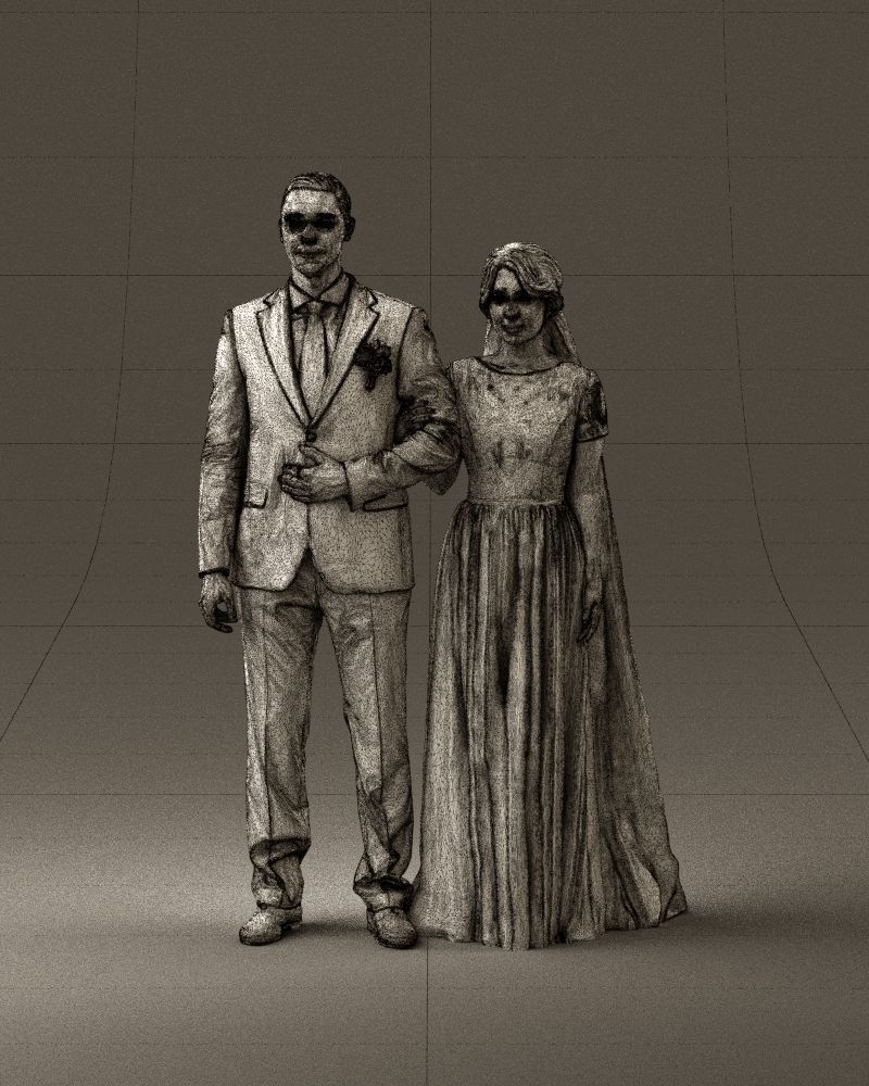 000965 Wedding man in dark blue and woman 3D Print Ready 3D print model_24