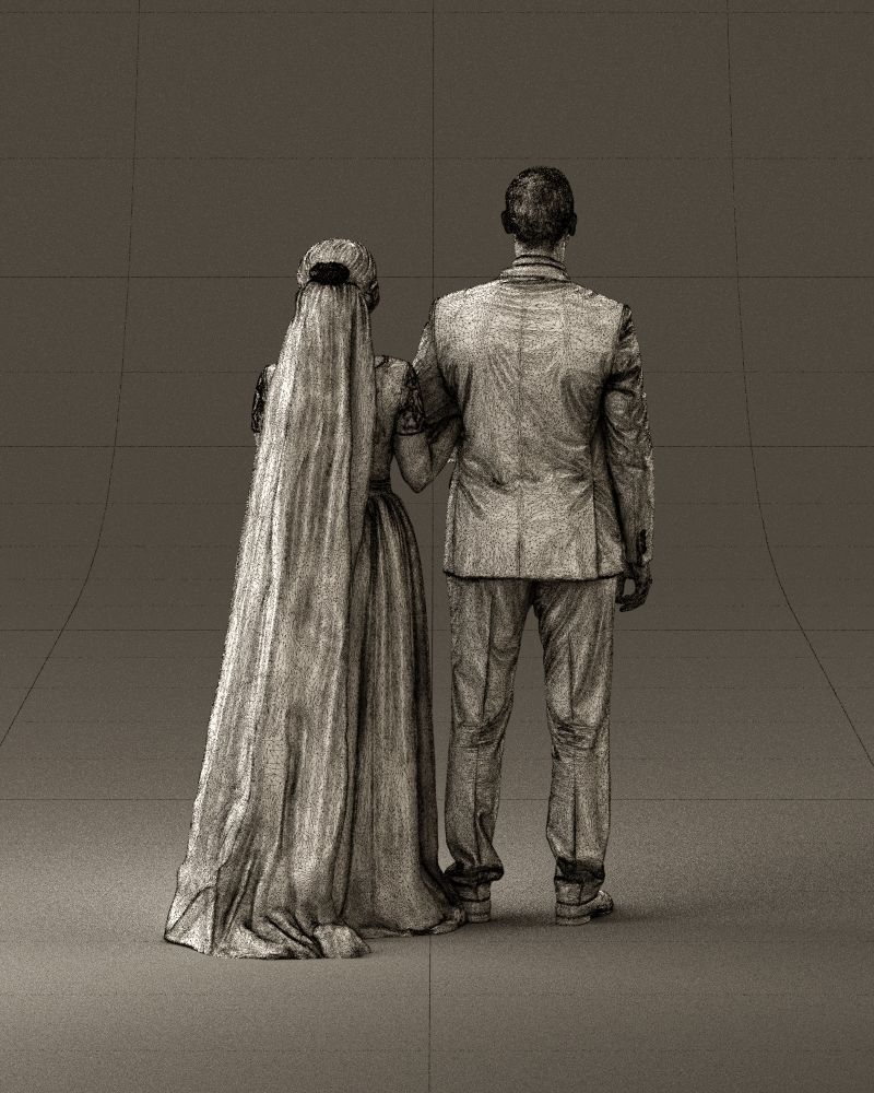 000965 Wedding man in dark blue and woman 3D Print Ready 3D print model_30