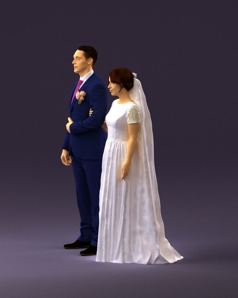 000965 Wedding man in dark blue and woman 3D Print Ready 3D print model_21
