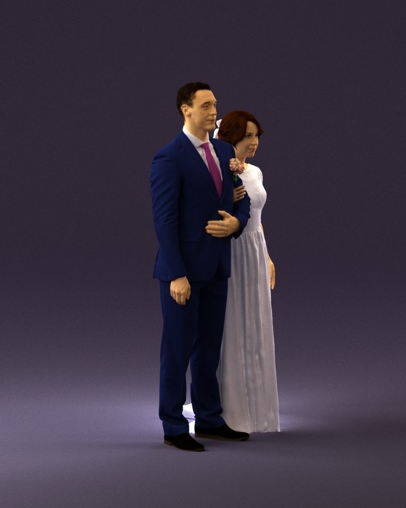 000965 Wedding man in dark blue and woman 3D Print Ready 3D print model_15