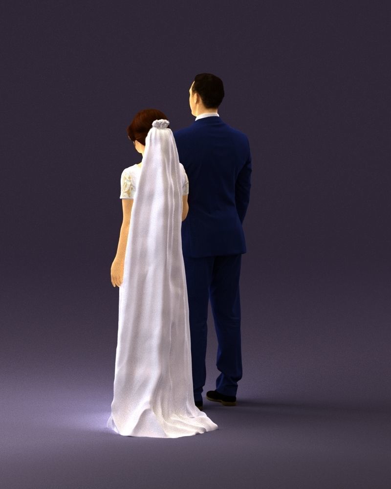 000965 Wedding man in dark blue and woman 3D Print Ready 3D print model_19