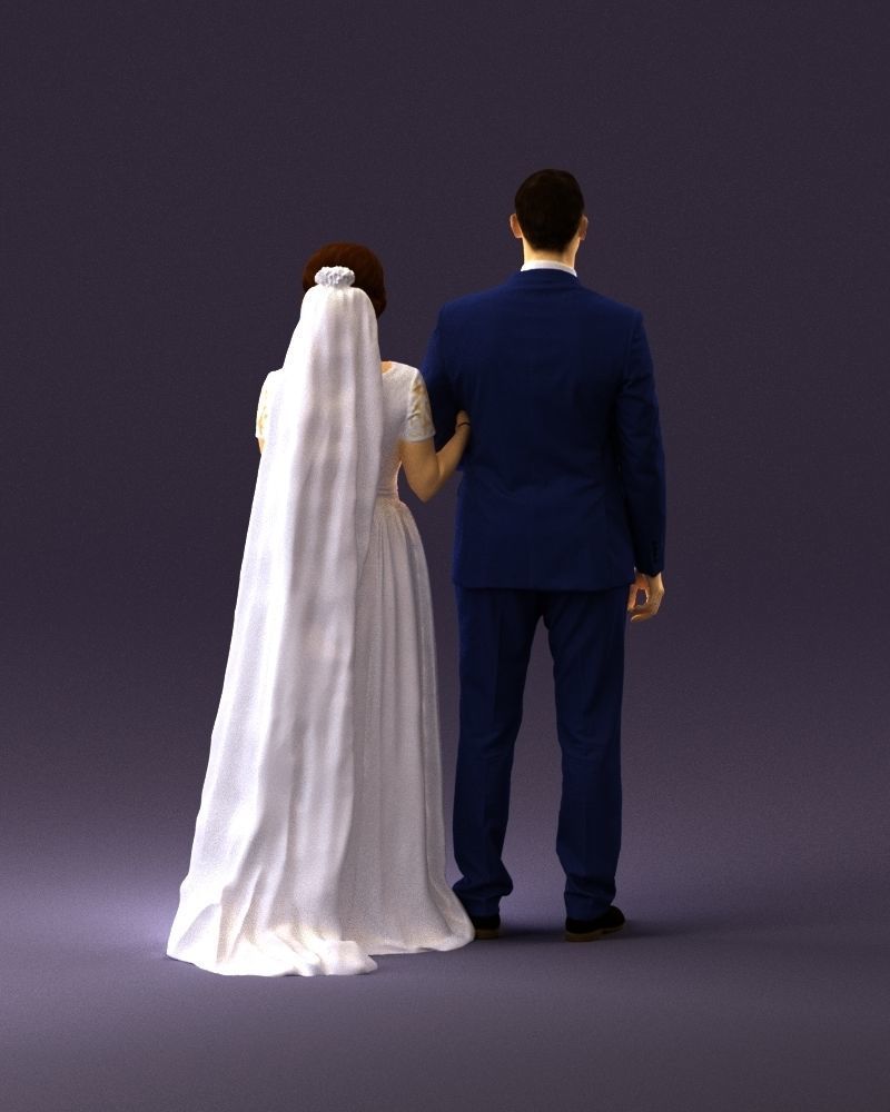 000965 Wedding man in dark blue and woman 3D Print Ready 3D print model_18