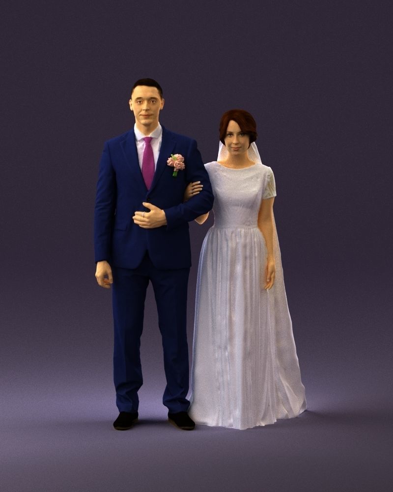 000965 Wedding man in dark blue and woman 3D Print Ready 3D print model_13
