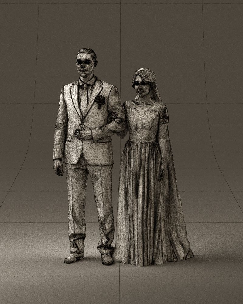 000965 Wedding man in dark blue and woman 3D Print Ready 3D print model_35