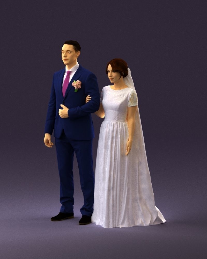 000965 Wedding man in dark blue and woman 3D Print Ready 3D print model_22