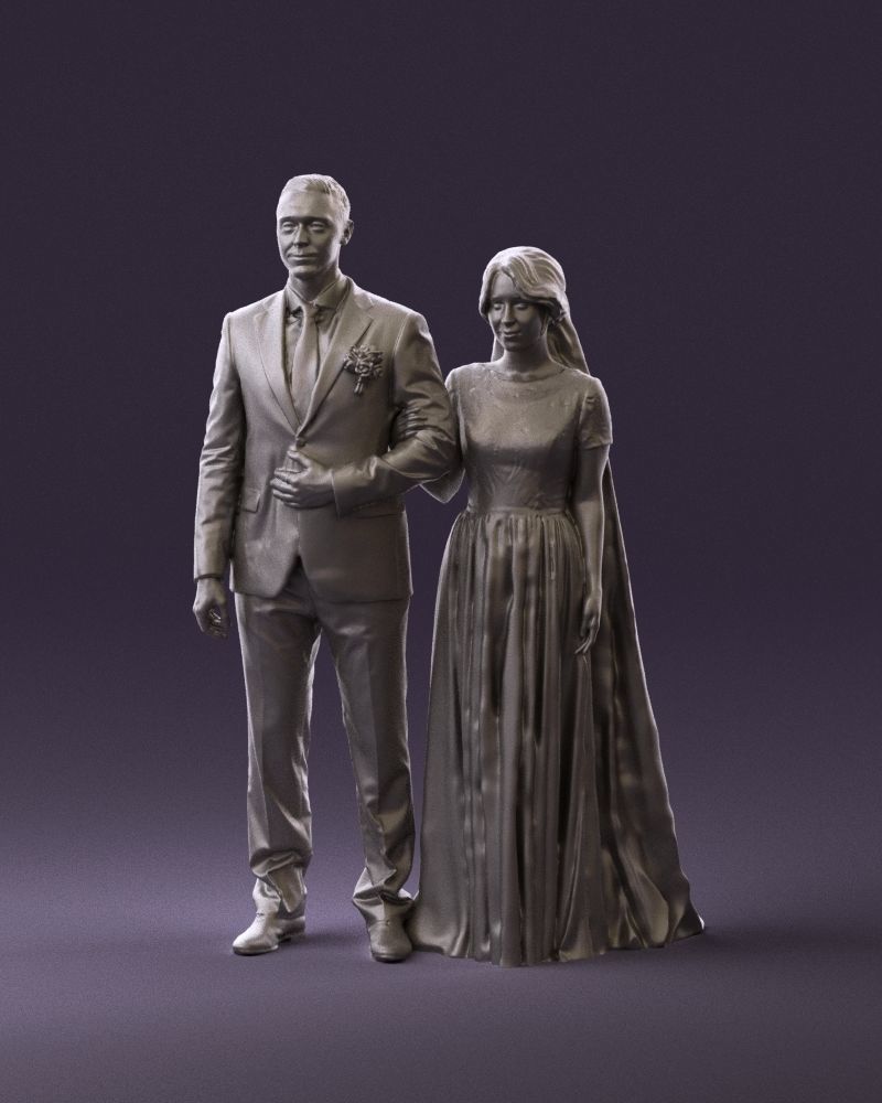 000965 Wedding man in dark blue and woman 3D Print Ready 3D print model_11