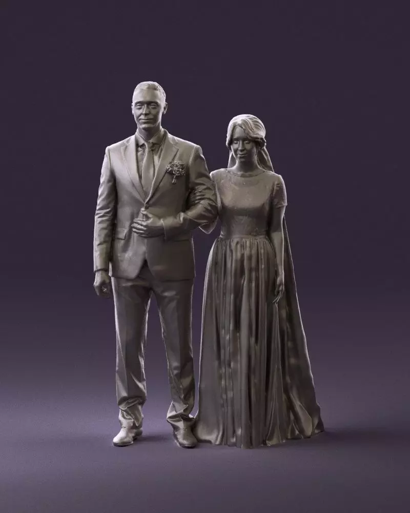 000965 Wedding man in dark blue and woman 3D Print Ready 3D print model_0
