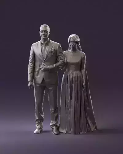 000965 Wedding man in dark blue and woman 3D Print Ready
