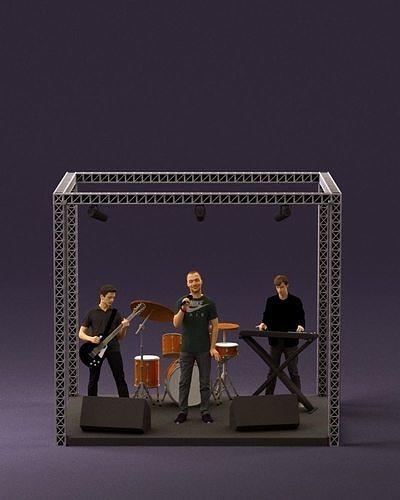 000966 Rock band on the stage 3D model