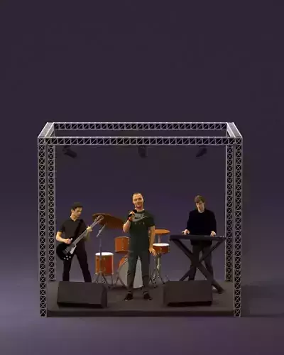 000966 Rock band on the stage 3D model
