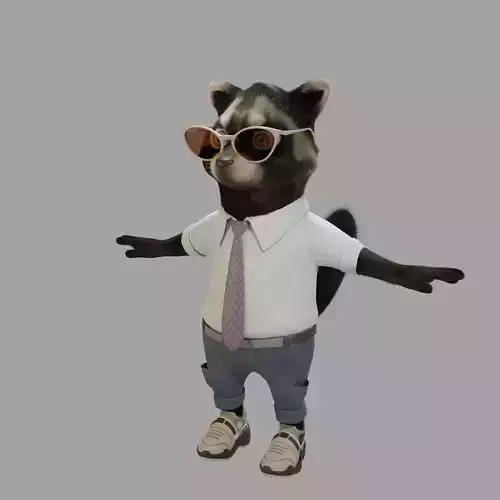 Raccoon yenot naturally fure 3D model