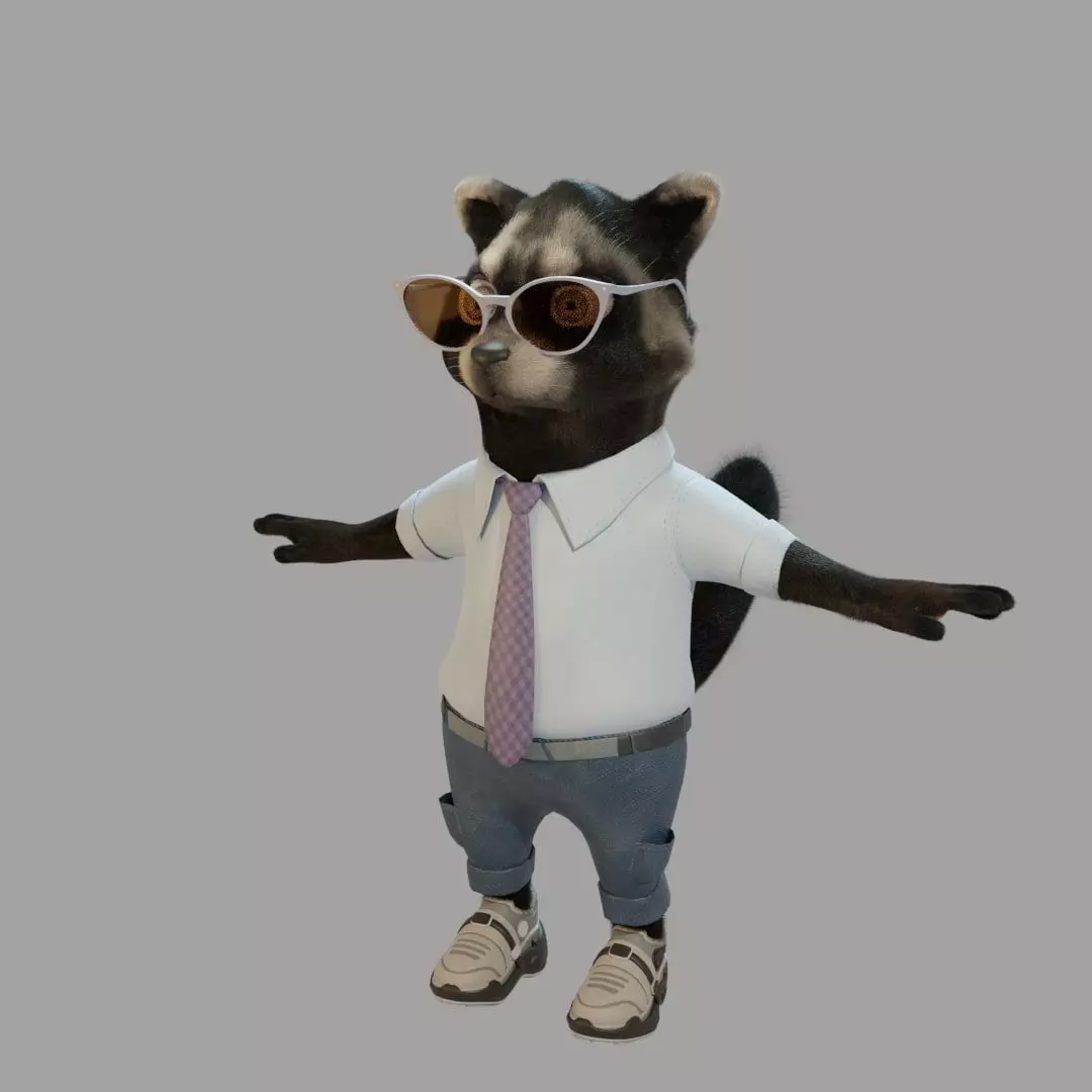 Raccoon yenot naturally fure 3D model