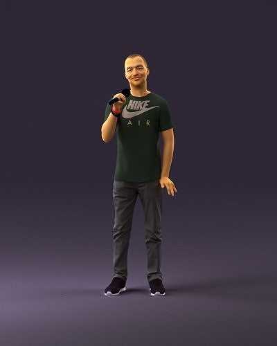 000968 voacalist in gray shirt 3D model