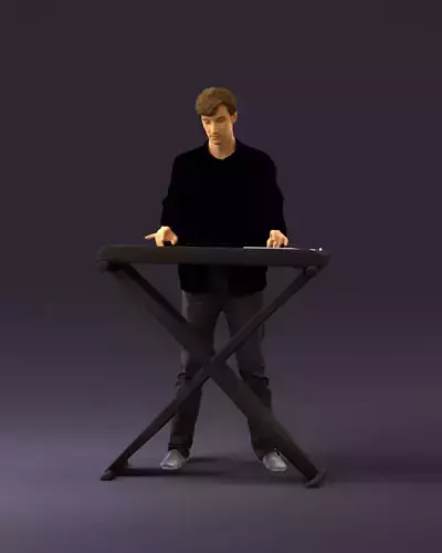 000969 keyboard man in black top