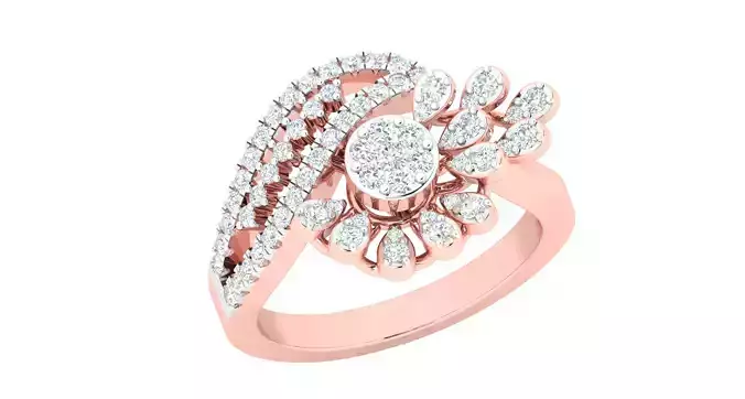 Solitaire Wedding Engagement Ring Cluster Flower Ring