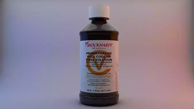 Wockhardt Cough syrup bottle lean 3D model