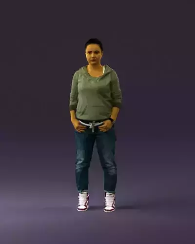 000975 dark woman in greenish hoodie