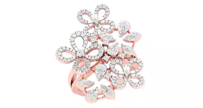 Solitaire Wedding Engagement Ring Cluster Flower Ring