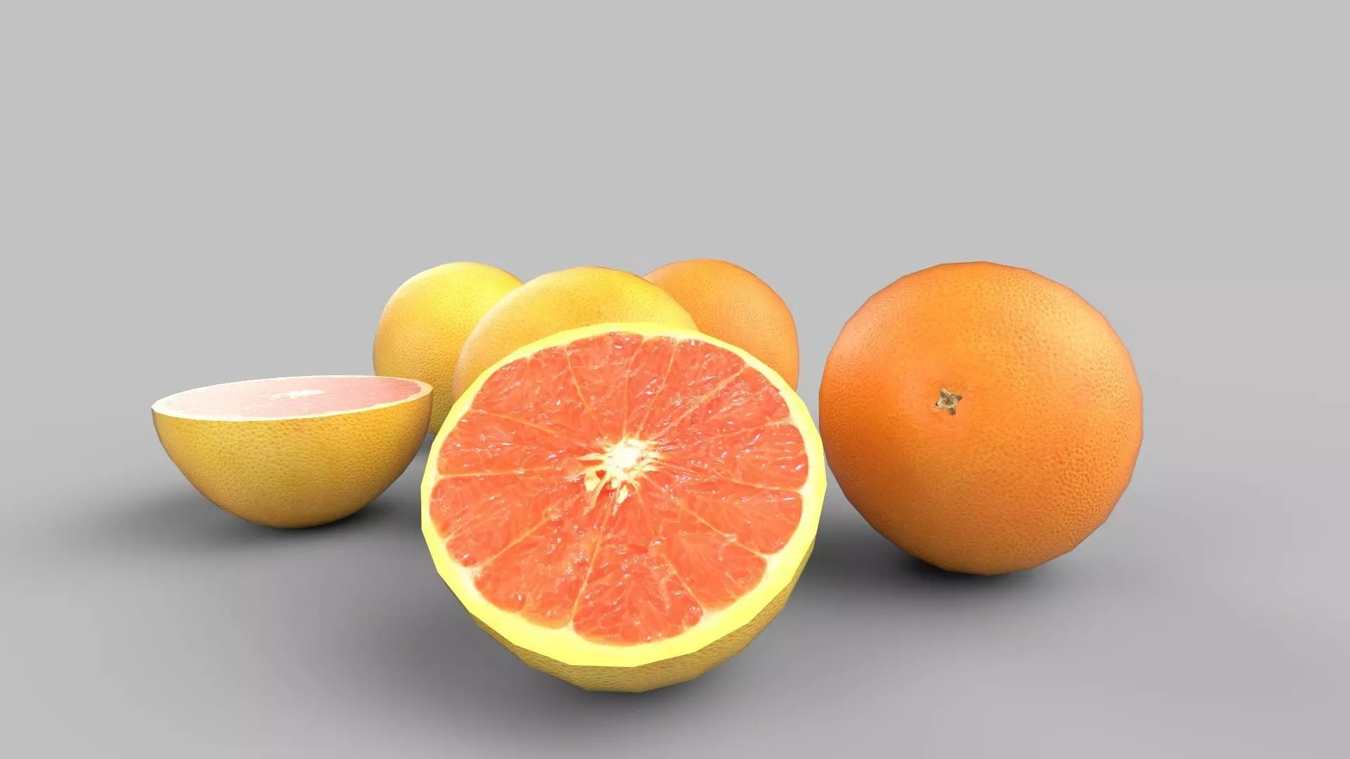 grape fruits Low-poly 3D model_0