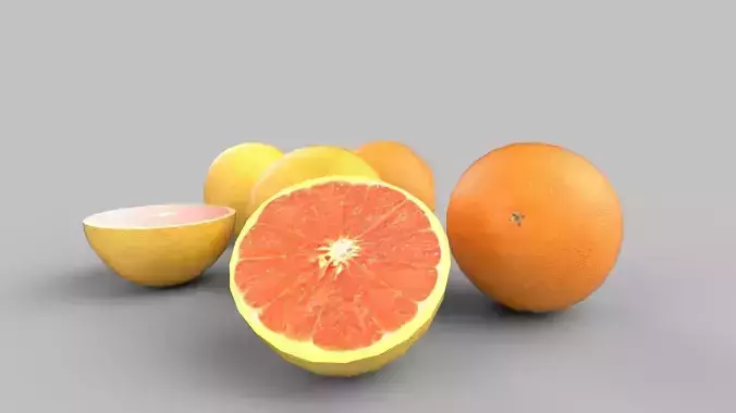 grape fruits Low-poly 3D model