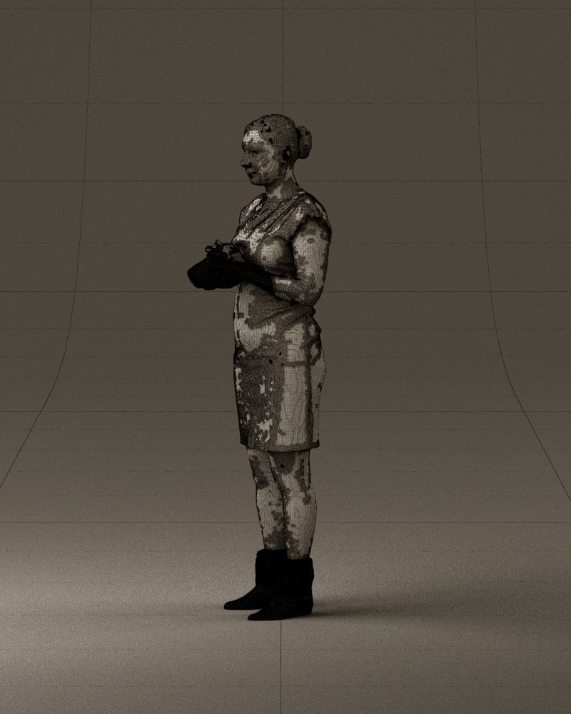 000976 woman in greenish dress with camera 3D Print Ready 3D print model_33