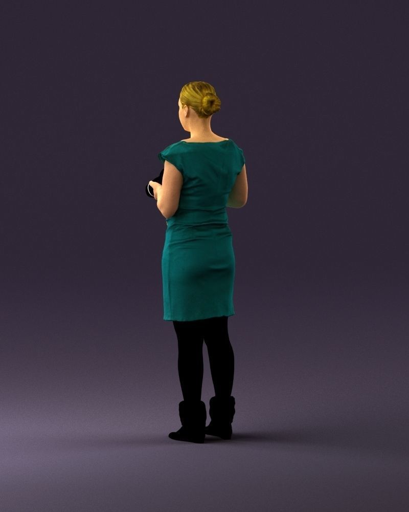 000976 woman in greenish dress with camera 3D Print Ready 3D print model_19