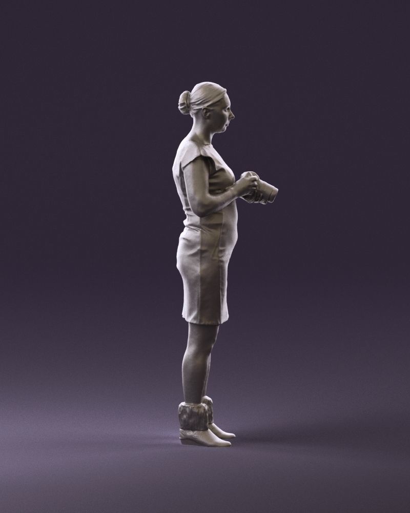 000976 woman in greenish dress with camera 3D Print Ready 3D print model_4