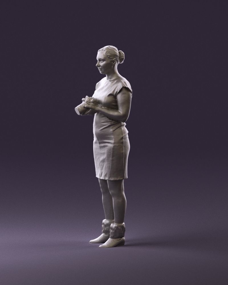 000976 woman in greenish dress with camera 3D Print Ready 3D print model_9