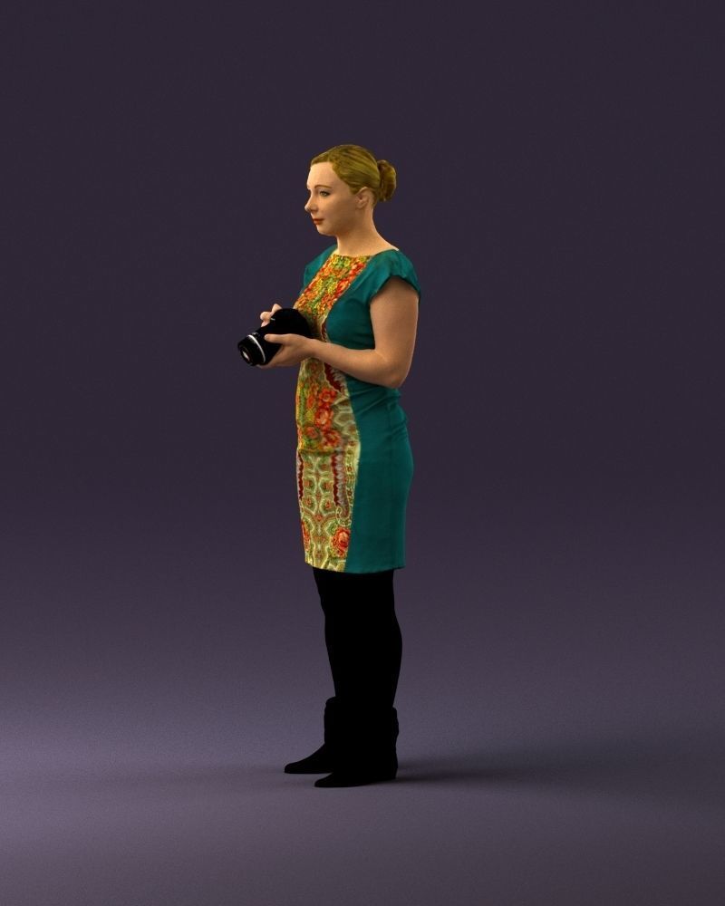 000976 woman in greenish dress with camera 3D Print Ready 3D print model_21