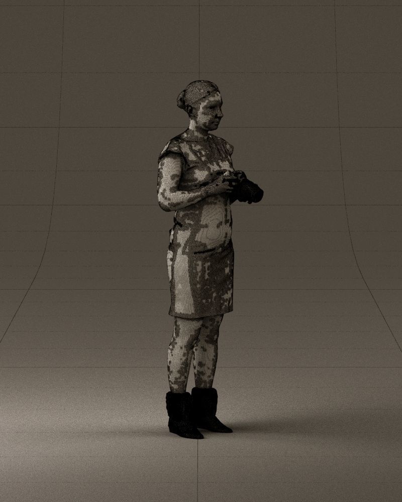 000976 woman in greenish dress with camera 3D Print Ready 3D print model_27