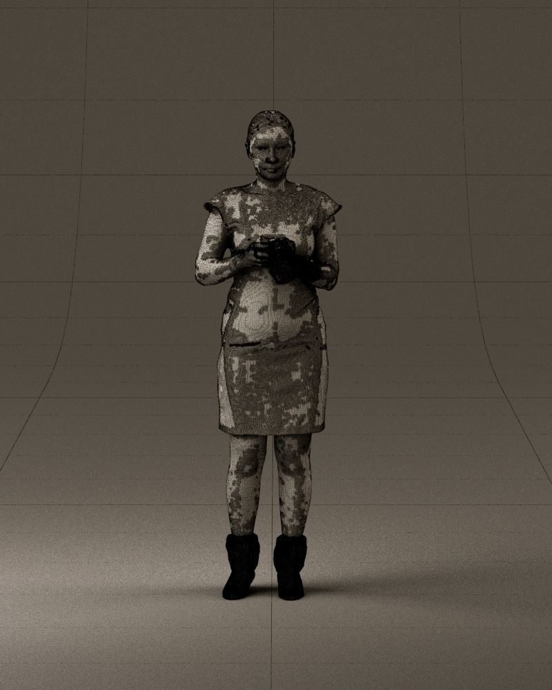 000976 woman in greenish dress with camera 3D Print Ready 3D print model_25