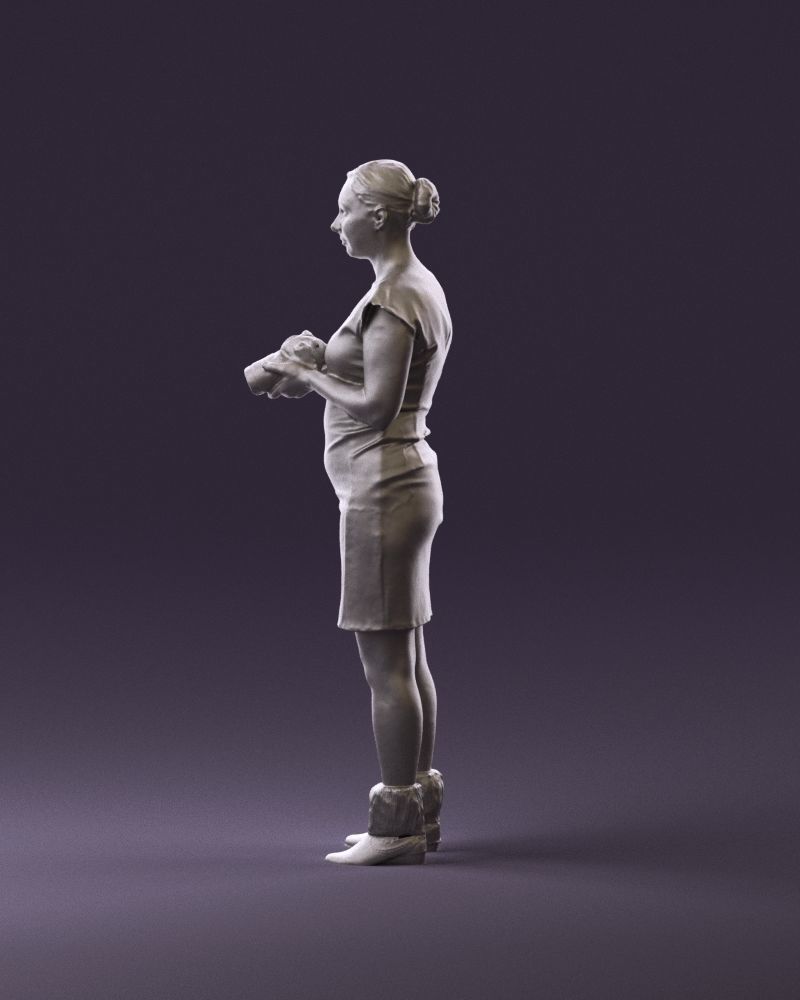 000976 woman in greenish dress with camera 3D Print Ready 3D print model_8