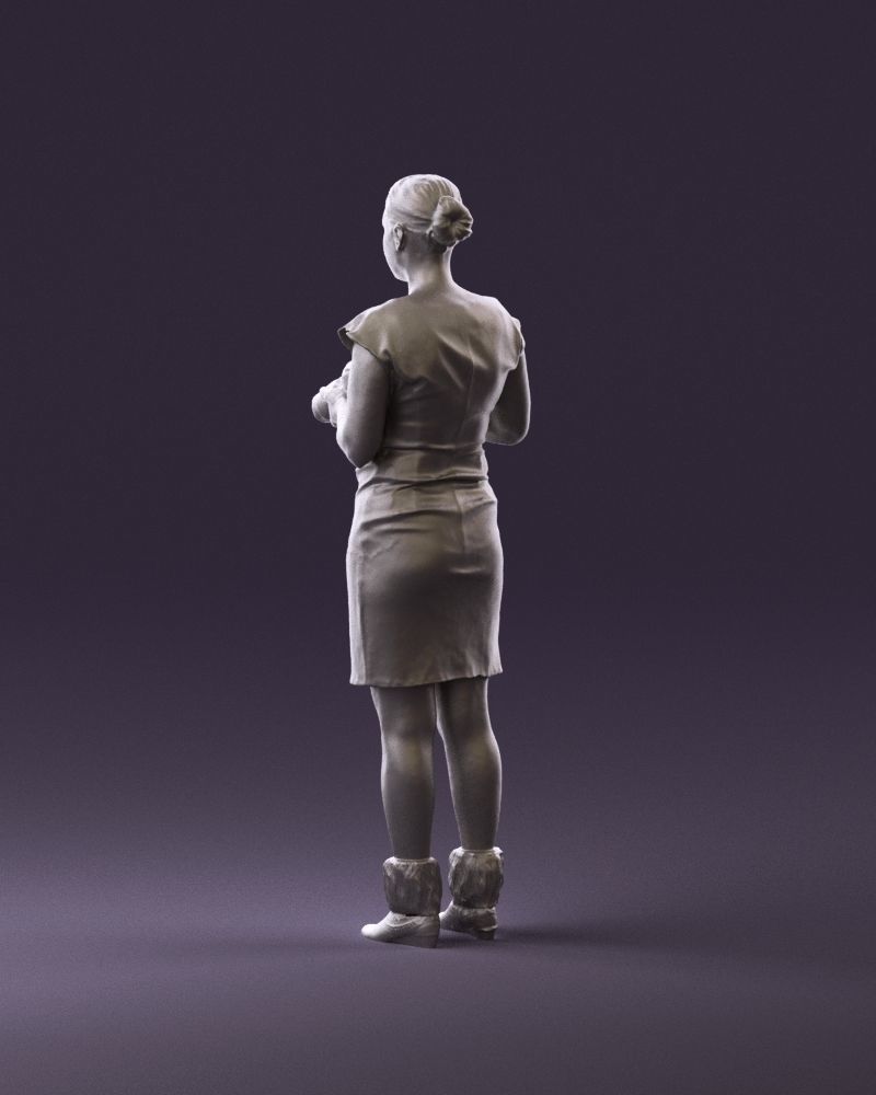 000976 woman in greenish dress with camera 3D Print Ready 3D print model_7