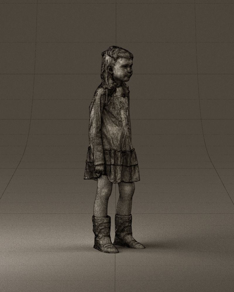 000977 Little girl in pink fairy on top 3D model_27