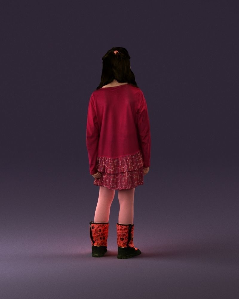 000977 Little girl in pink fairy on top 3D model_6