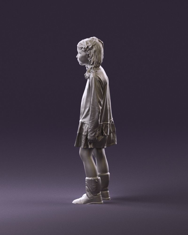 000977 Little girl in pink fairy on top 3D model_20