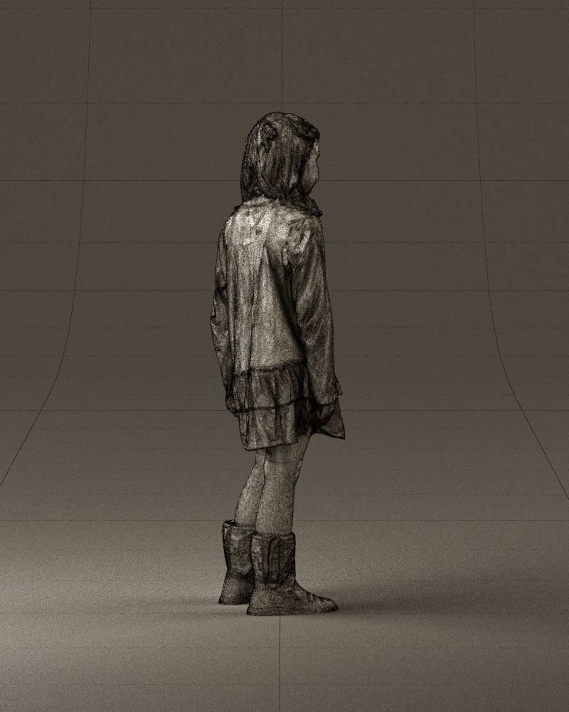 000977 Little girl in pink fairy on top 3D model_29