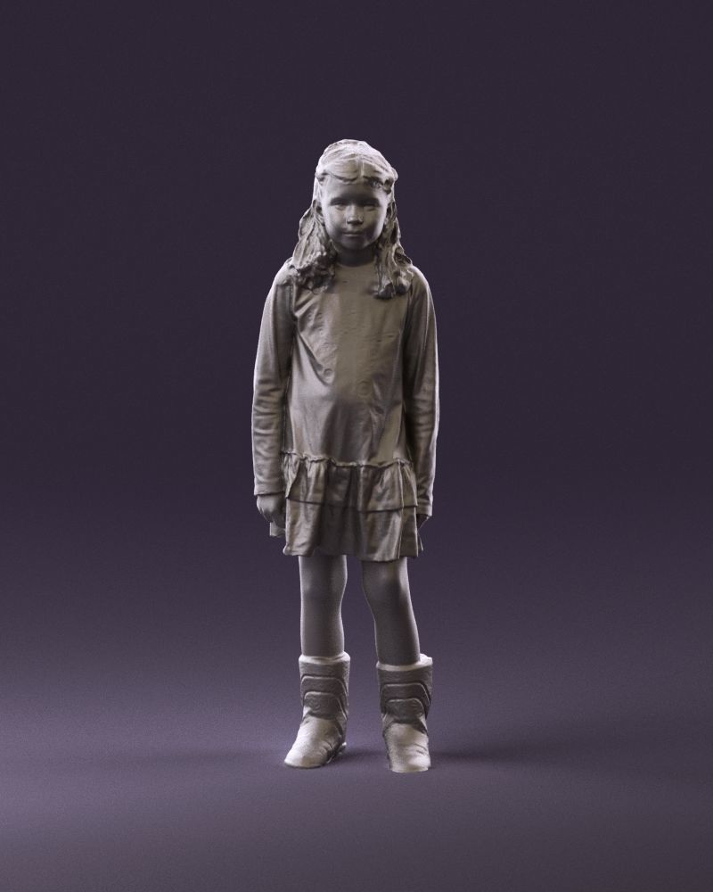 000977 Little girl in pink fairy on top 3D model_13