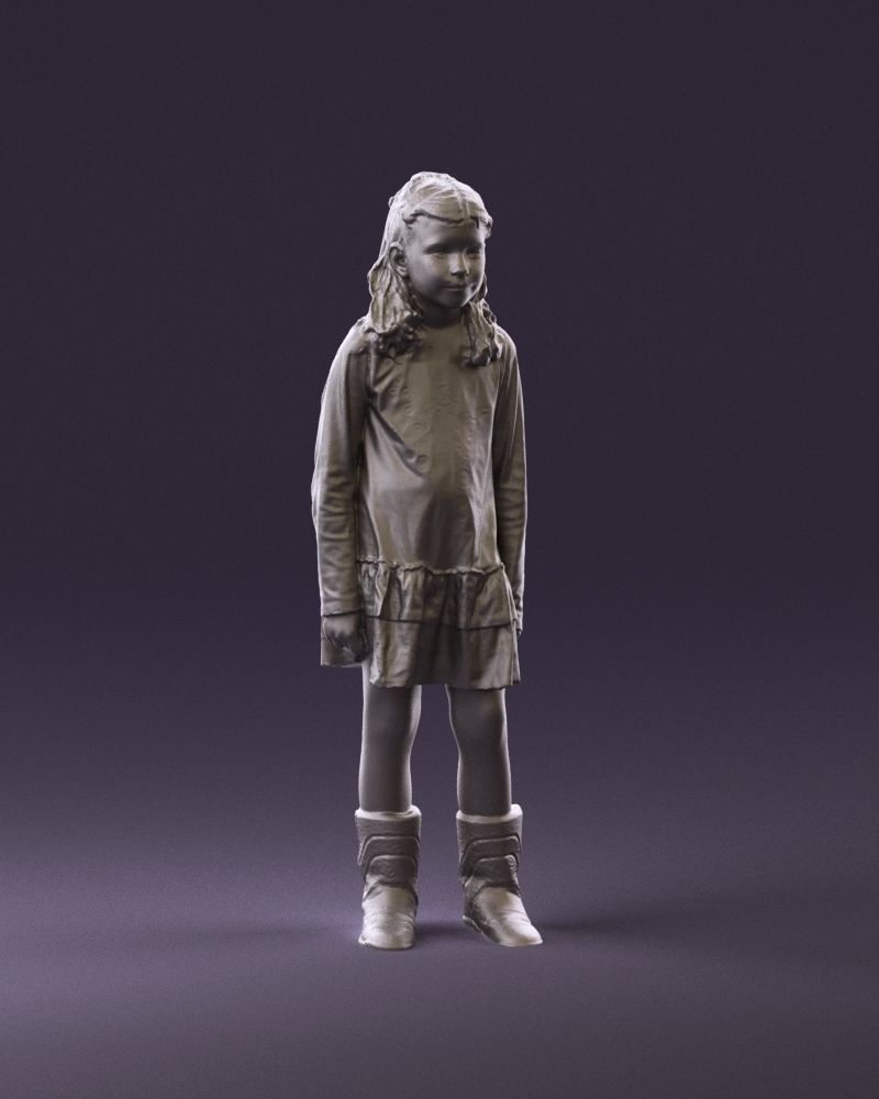 000977 Little girl in pink fairy on top 3D model_14