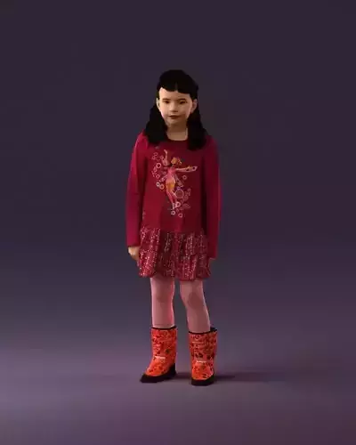 000977  Little girl in pink fairy on top