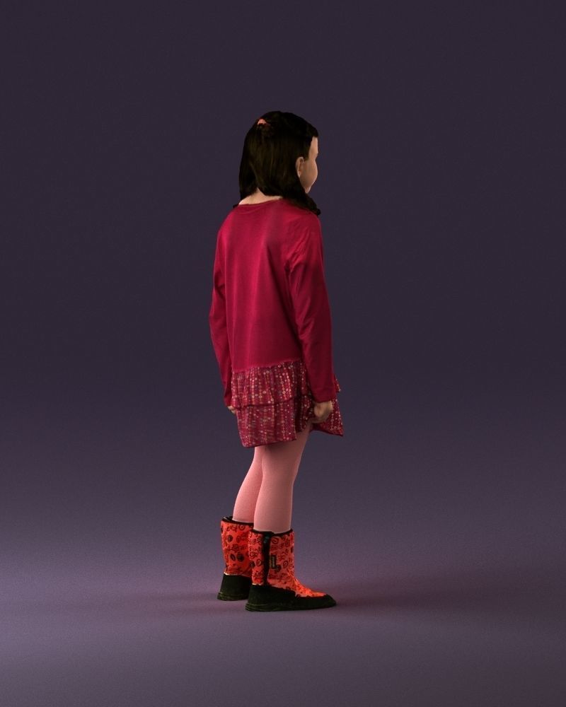 000977 Little girl in pink fairy on top 3D model_5