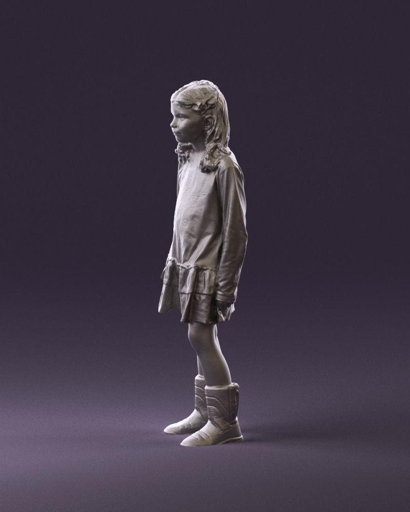 000977 Little girl in pink fairy on top 3D model_21