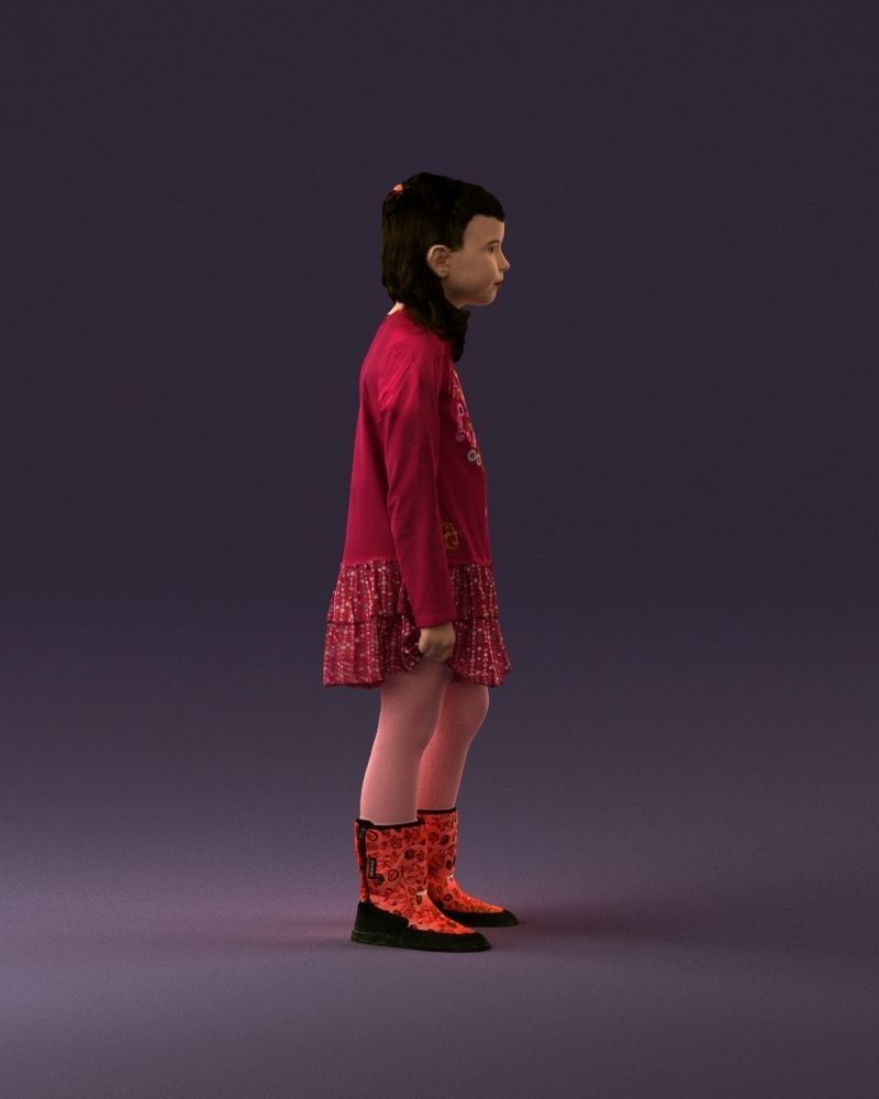 000977 Little girl in pink fairy on top 3D model_4