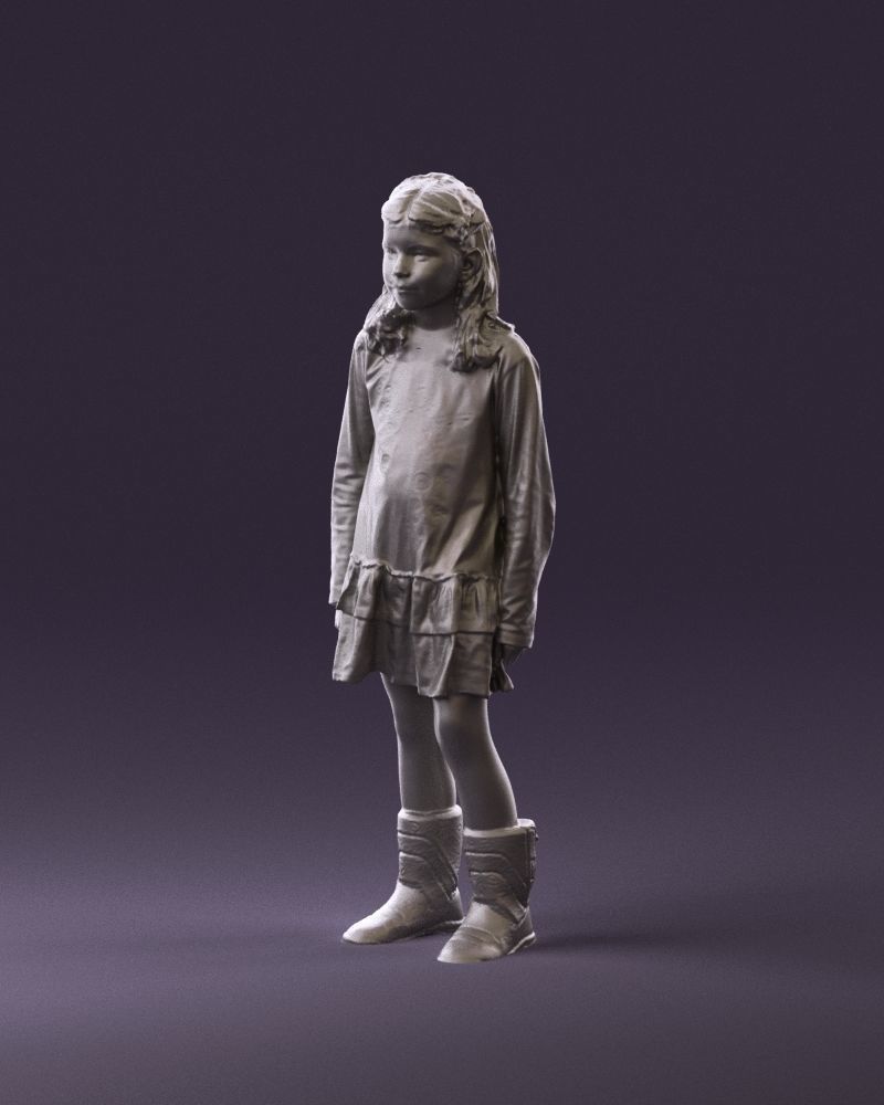 000977 Little girl in pink fairy on top 3D model_22