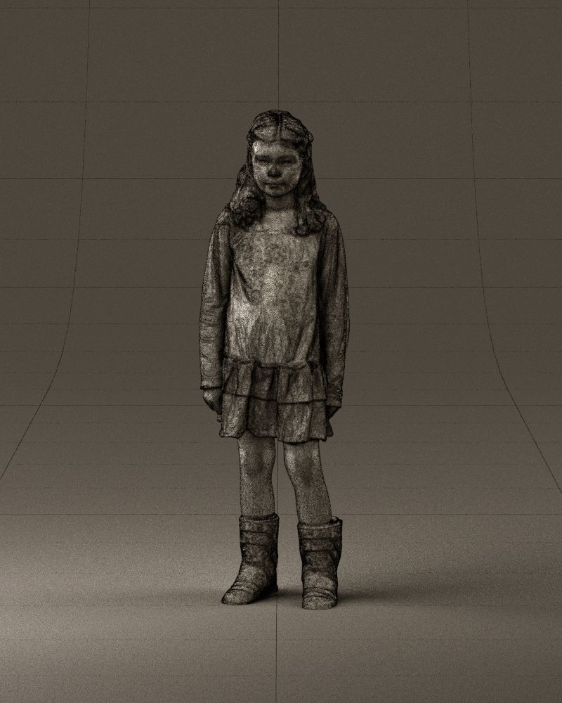 000977 Little girl in pink fairy on top 3D model_24